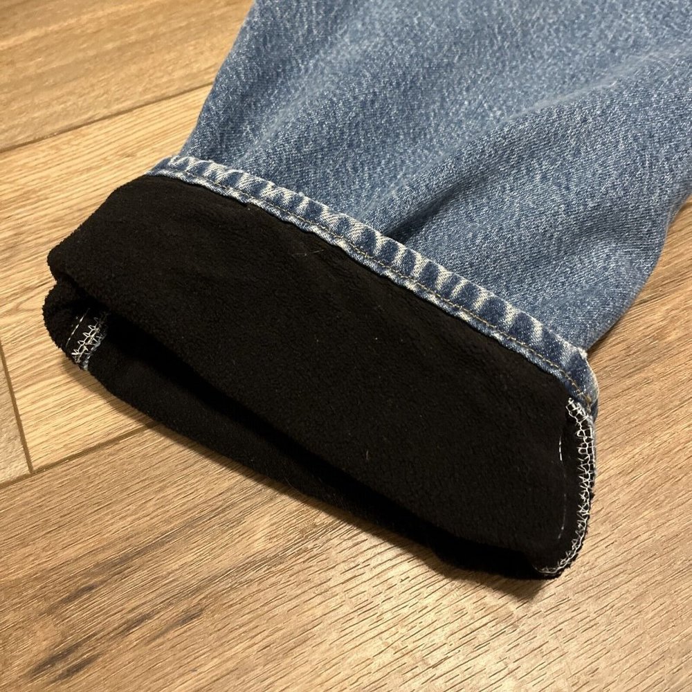 Men's Carhartt Fleece Lined Jeans SZ 42 x 32 VTG USA Made Denim Blue B155 DST - Picture 8 of 12